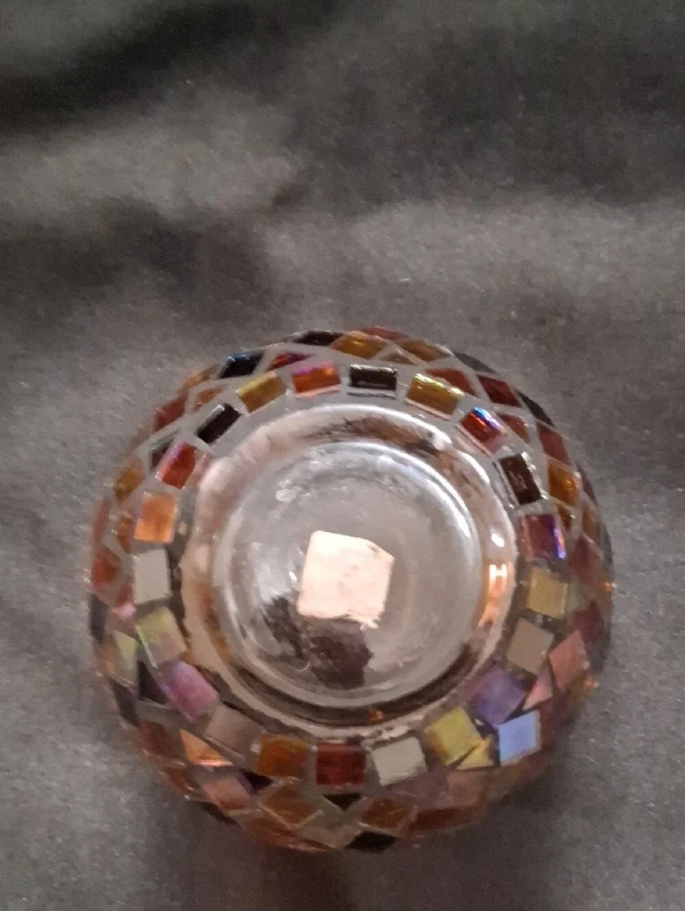 PartyLite Iridescent Mosaic Glass Candle Holders (3) - Brown & Multi
